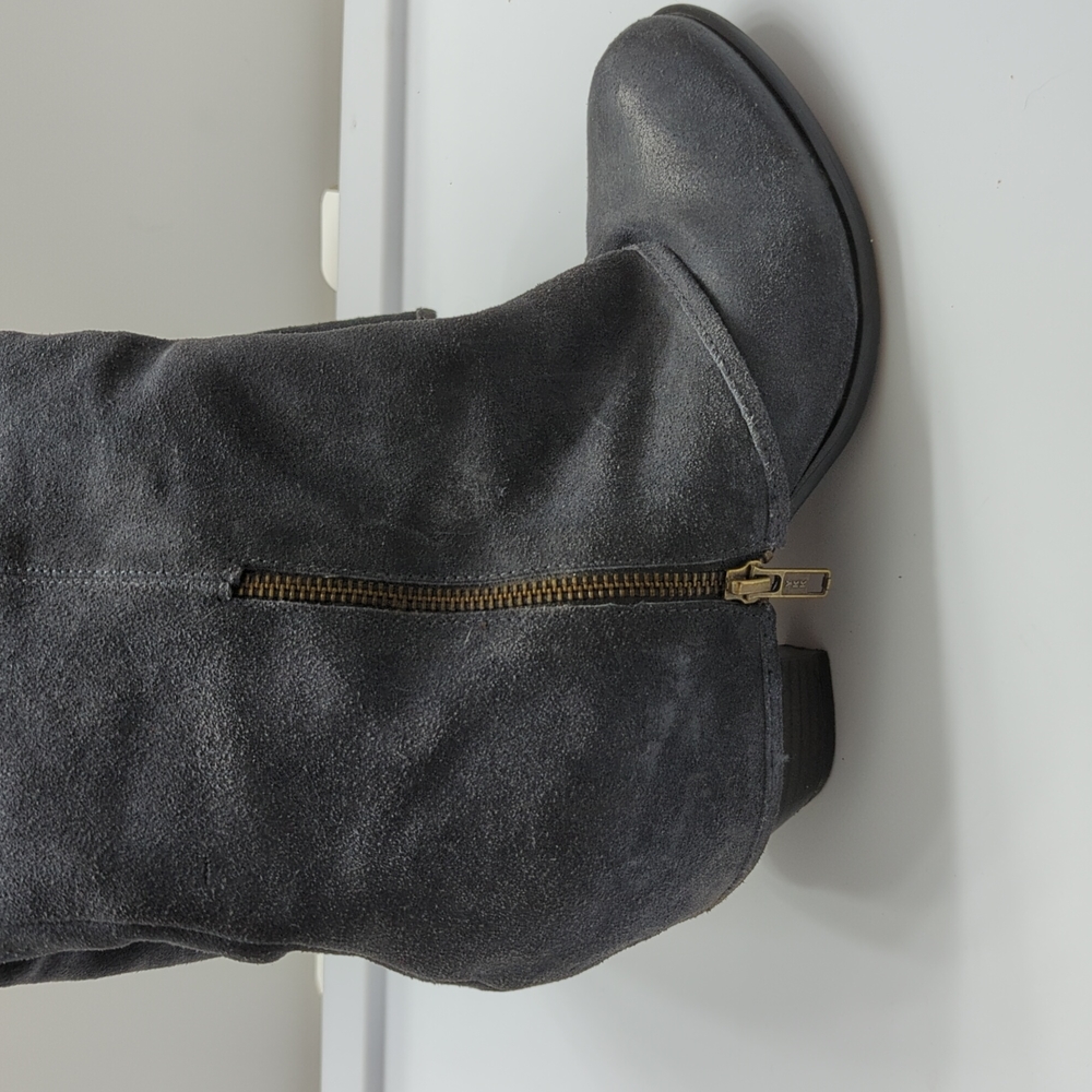 Fergie tall leather boots, size 10, denim blue